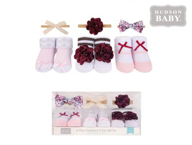 Hudson Baby Headband and Sock Set (6 pieces)