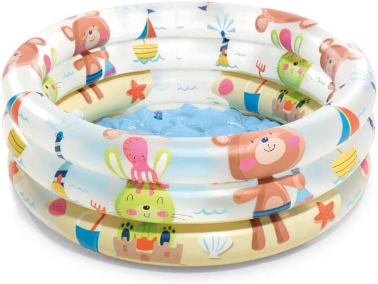 INTEX Kids Swimming Pool- 61cm X 22cm - 57106NP - Wet Set Inflatable Baby Bath Tub Water Tube - 2' X 8"- Transparent With Cartooned Images