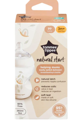 Tommee Tippee Natural Start 9OZ Feeding Bottle 260ml in Snail Print