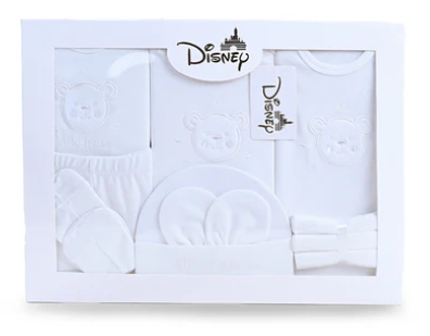 DISNEP All White 10 Piece Winter New Born Starter Set Gift Box