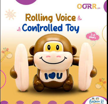 Electric Flipping Monkey Toy with Lights and Music Voice Control 360° Tumbling Monkey Cartoon Rollin