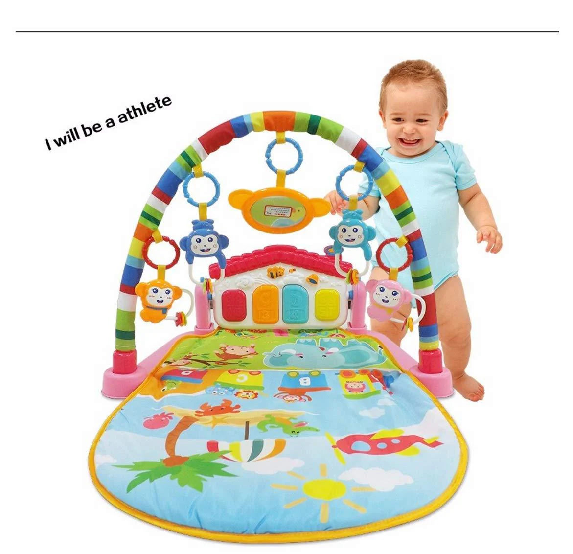 3 in 1 Baby Toddler Activity Play Gym Piano Fitness Rack Mat Play Gym 0m+