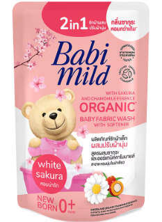 Babi Mild Natural 2In1 Baby Liquid Fabric Wash White Sakura 570 Ml.